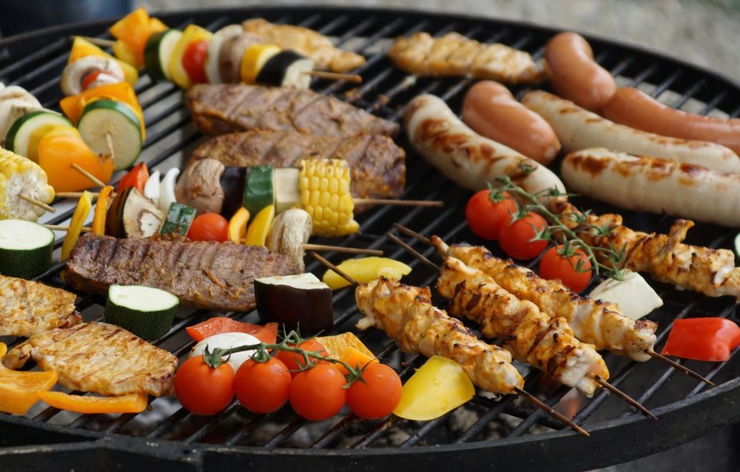 A variety of meats on a cutting board