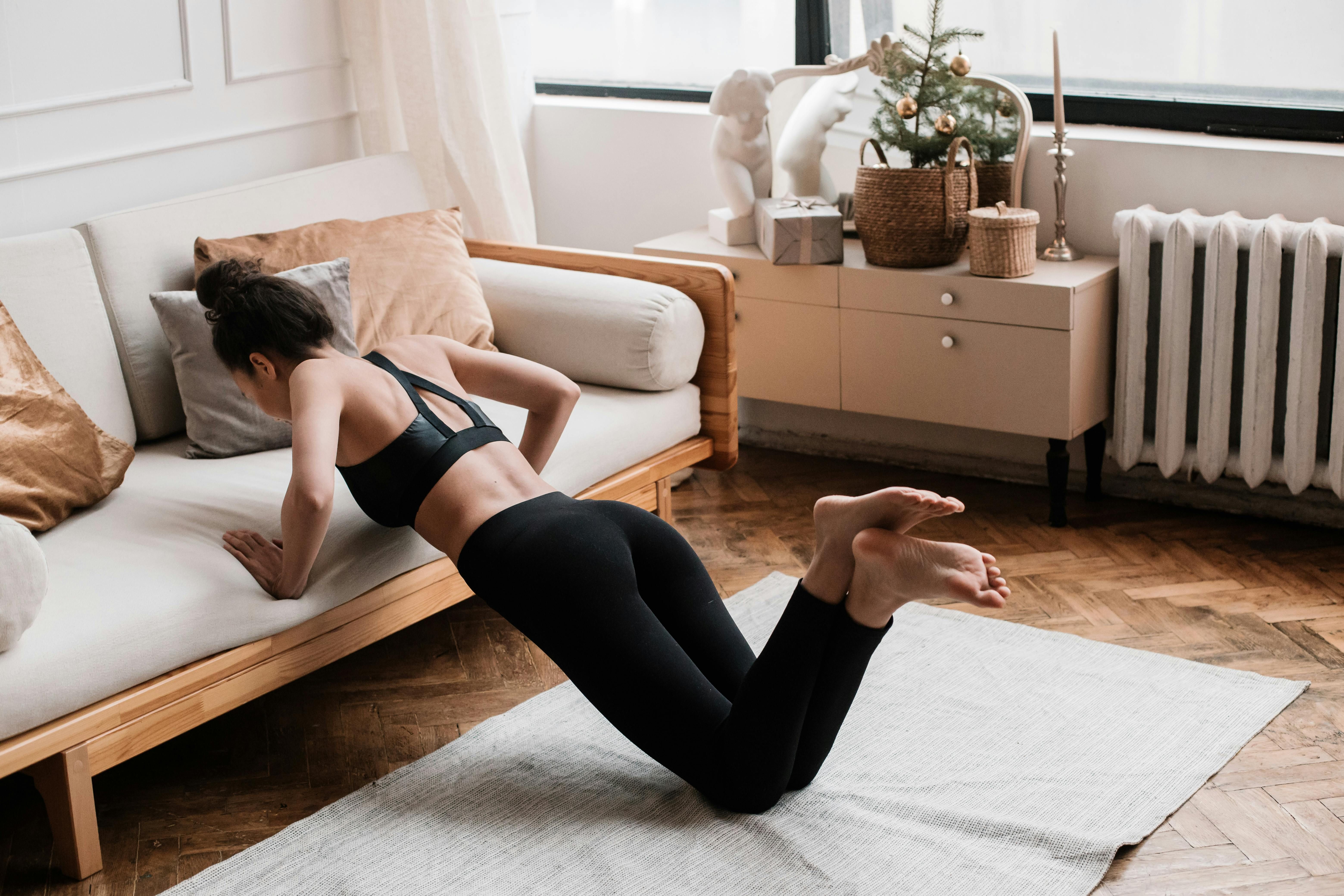 Woman exercising with determination, showcasing strength and commitment to health